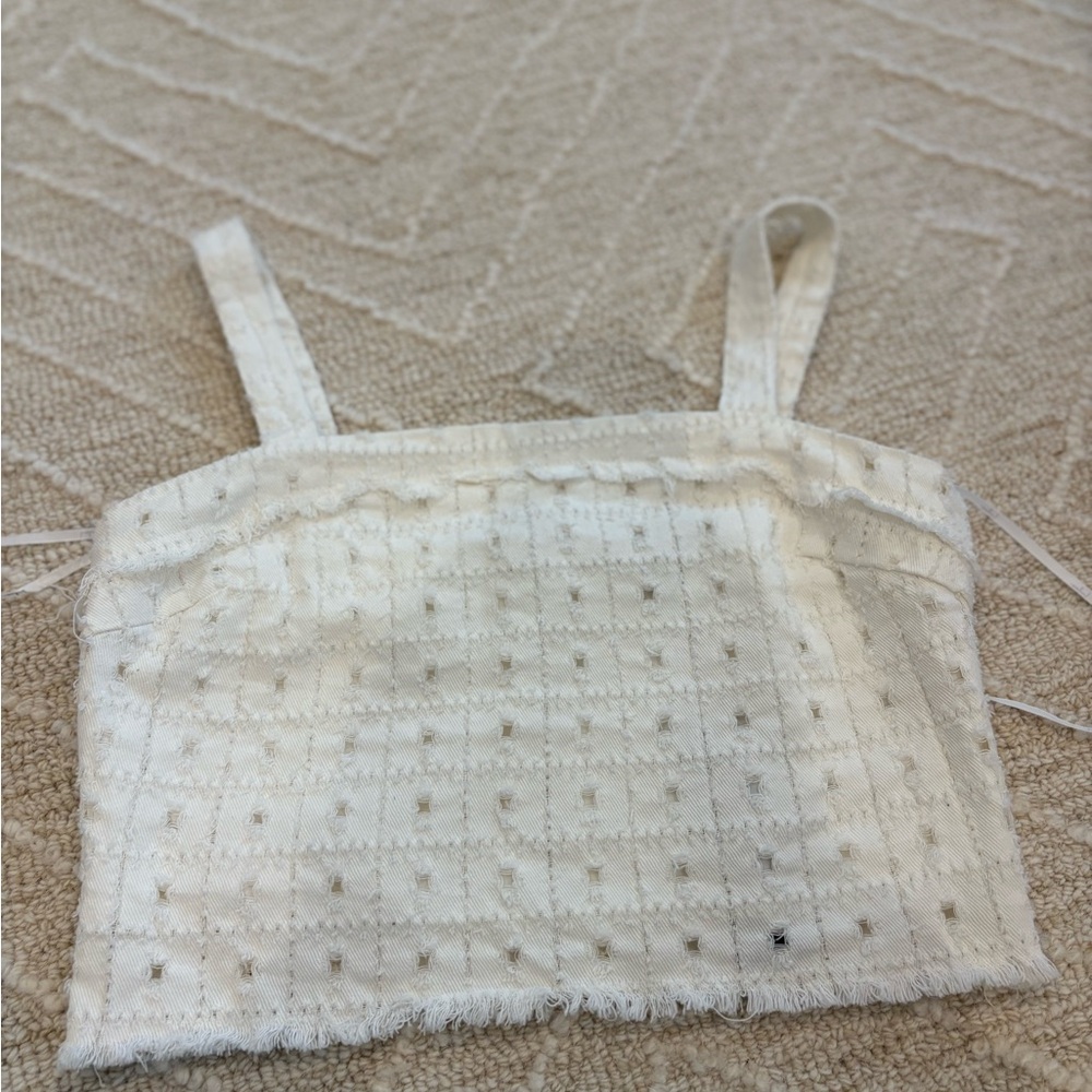 Brand New White Denim, Textured Crop Top